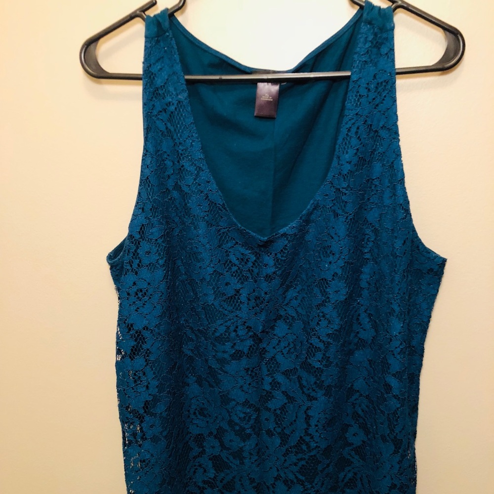 Ann Taylor Factory Store - turquoise lace tank